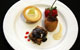 Dessert Plate-Key Lime Tartlett, Espresso Brownie, Fried Strawberries with Whiskey Sauce